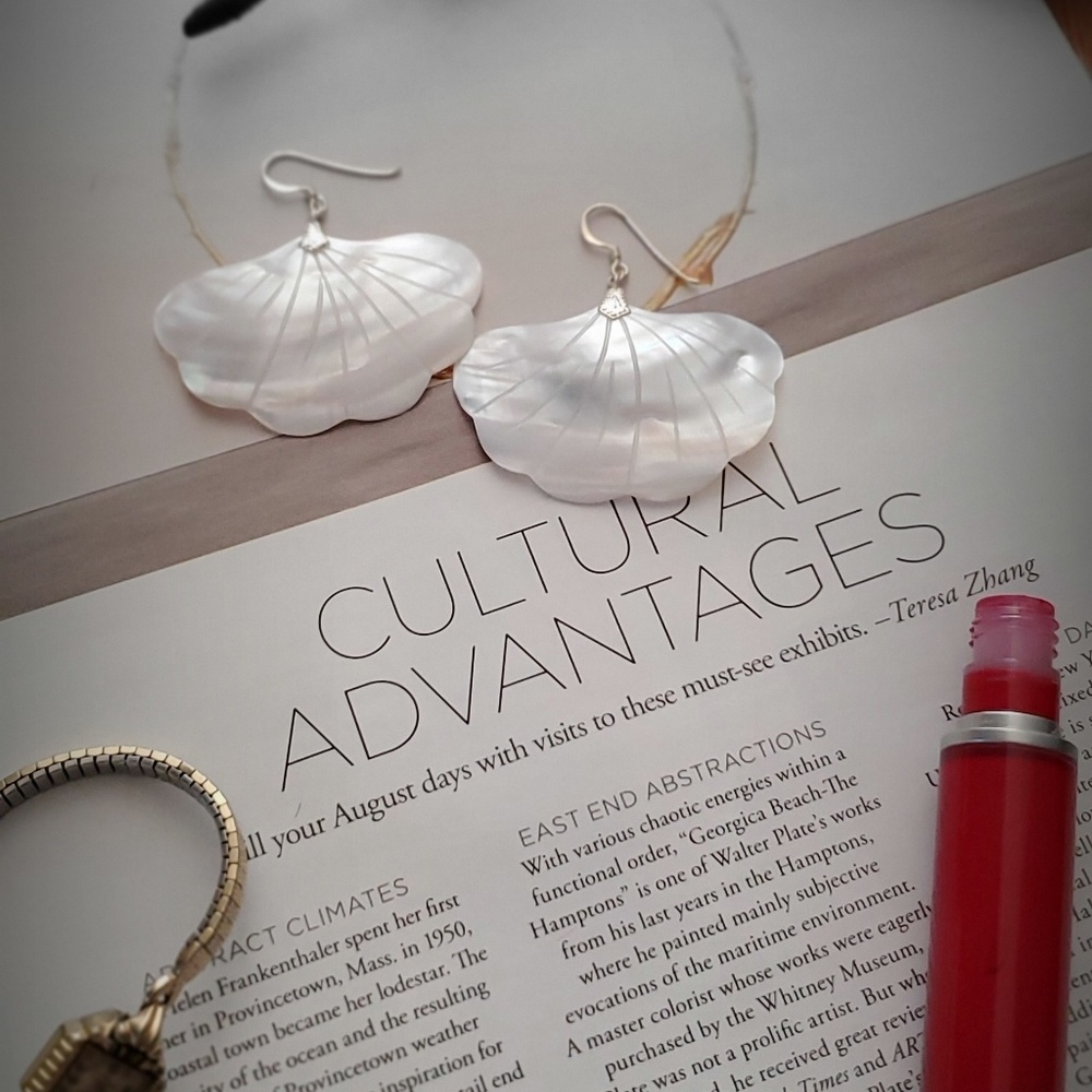 80s hand-crafted white abalone shell earrings